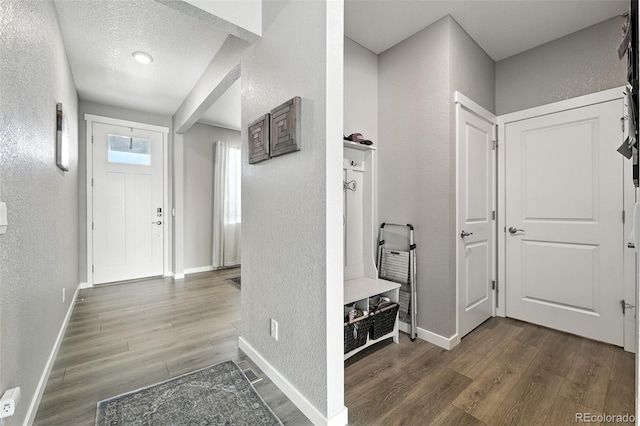 1670 Vantage Pkwy, Berthoud, CO 80513 - entryway with a textured wall, wood finished floors, and a textured ceiling
