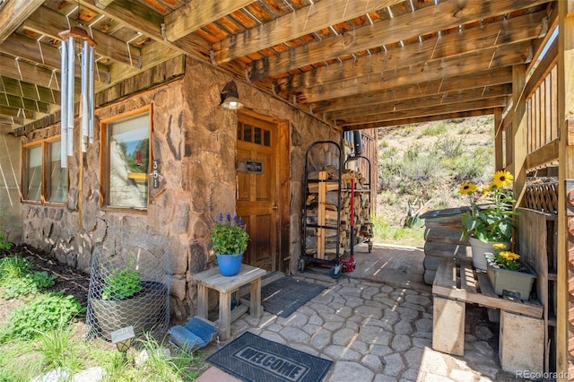 351 Badger Cir, Guffey, CO 80820 - view of exterior entry featuring stone siding