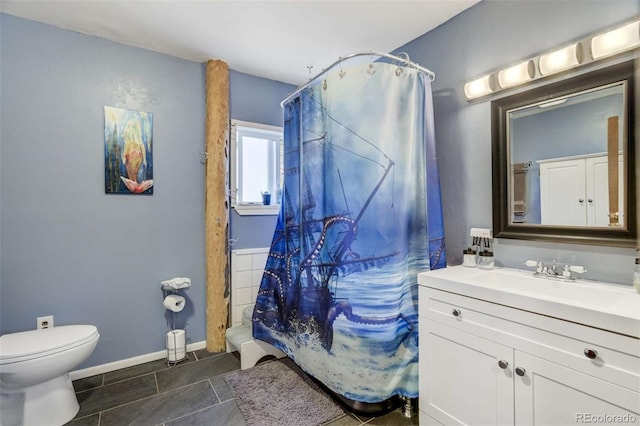 351 Badger Cir, Guffey, CO 80820 - bathroom with vanity, tile patterned floors, and curtained shower