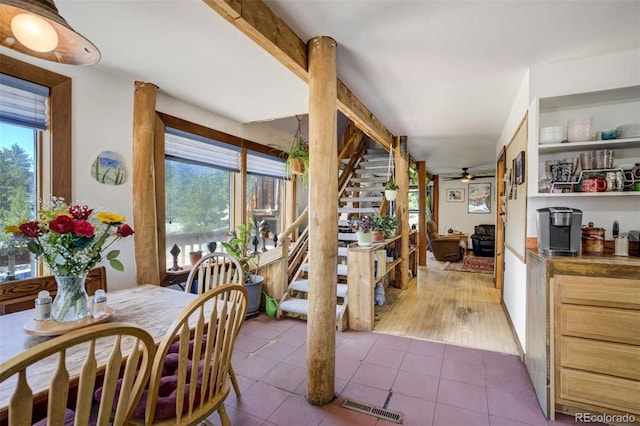 351 Badger Cir, Guffey, CO 80820 - tiled dining area featuring a ceiling fan