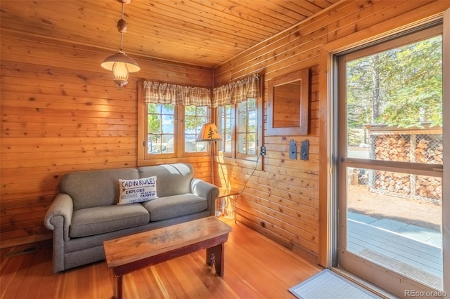 1348 Gcr 64, Grand Lake, CO 80447 - living area with wood finished floors, wooden walls, and wooden ceiling