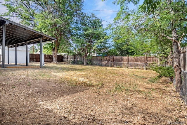 view of yard featuring a fenced backyard