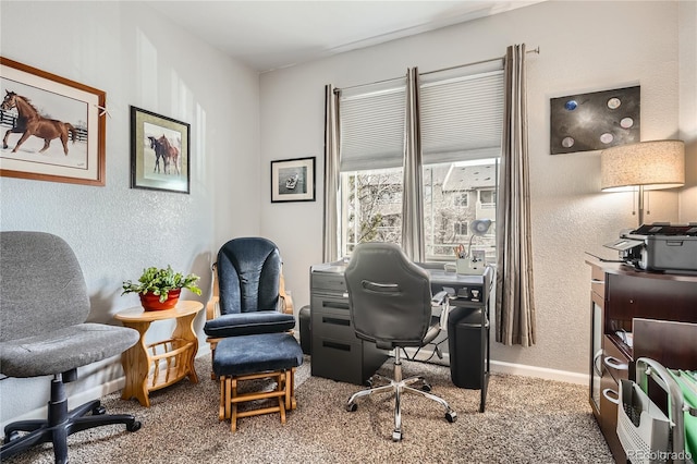 view of carpeted home office