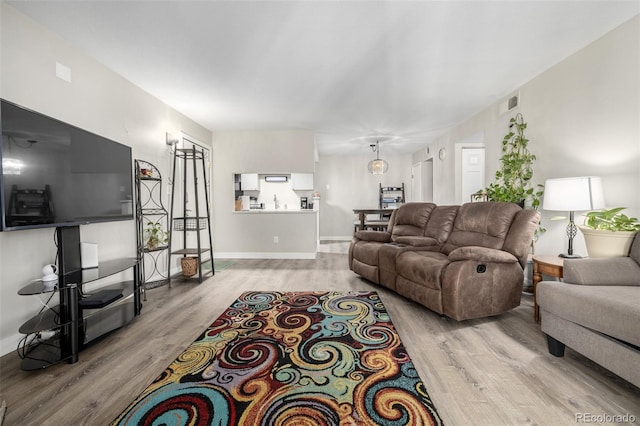 living room featuring light hardwood / wood-style floors