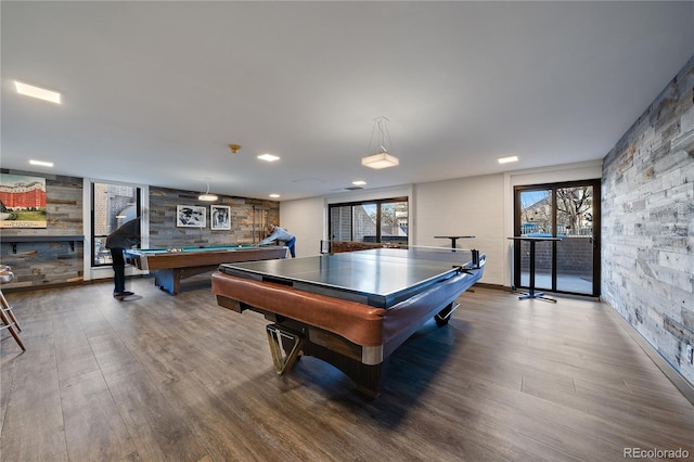 playroom with pool table and wood finished floors