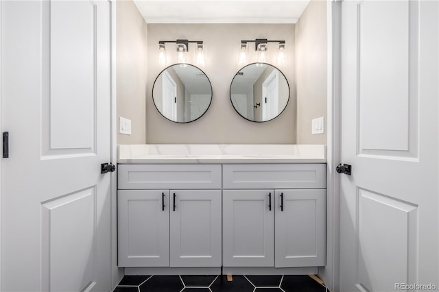 bathroom with tile patterned floors and vanity