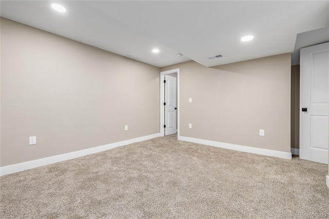 basement with carpet floors