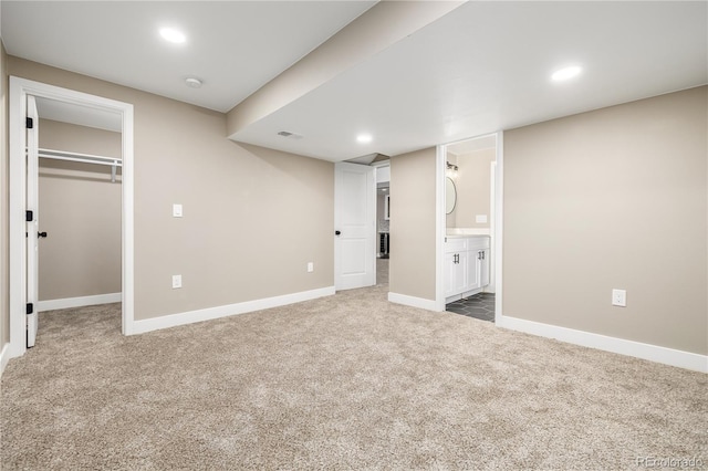 basement with carpet floors