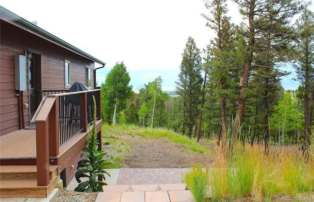 view of yard with a deck