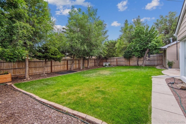 view of yard featuring a fenced backyard