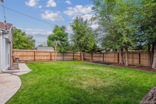 view of yard featuring a fenced backyard