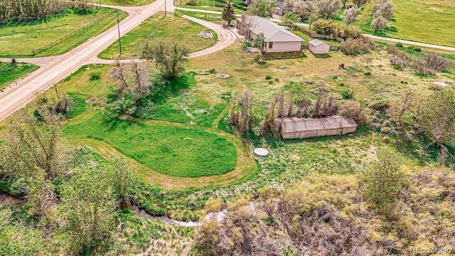 drone / aerial view with a rural view