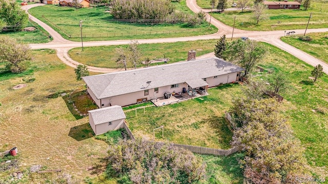 drone / aerial view featuring a rural view