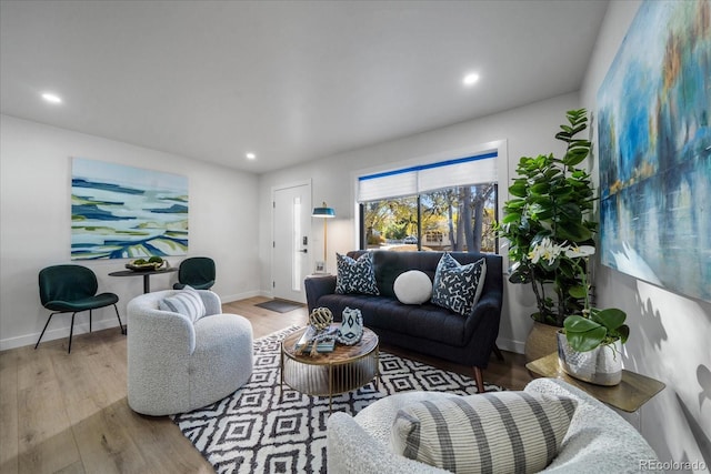 living room featuring light hardwood / wood-style flooring