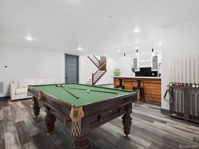 62101 E 32nd Ct, Strasburg, CO 80136 - game room featuring wood finished floors, pool table, recessed lighting, and baseboards