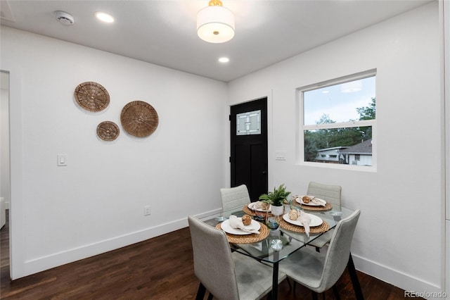 dining space featuring dark hardwood / wood-style flooring