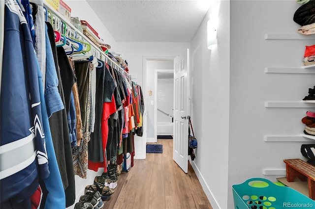 walk in closet featuring light hardwood / wood-style floors