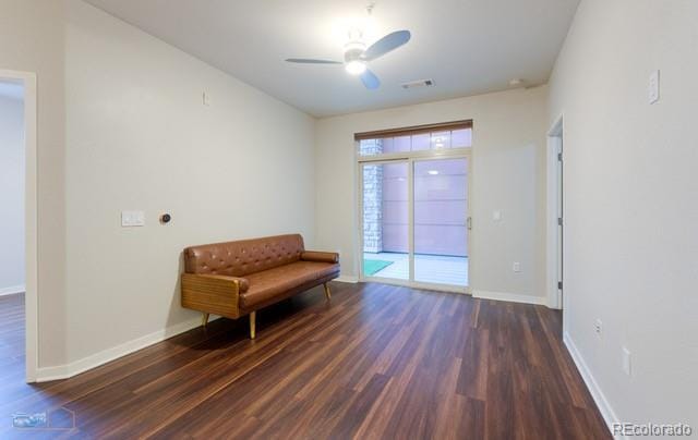 13456 Via Varra Unit 114, Broomfield, CO 80020 - unfurnished room featuring visible vents, baseboards, ceiling fan, and wood finished floors