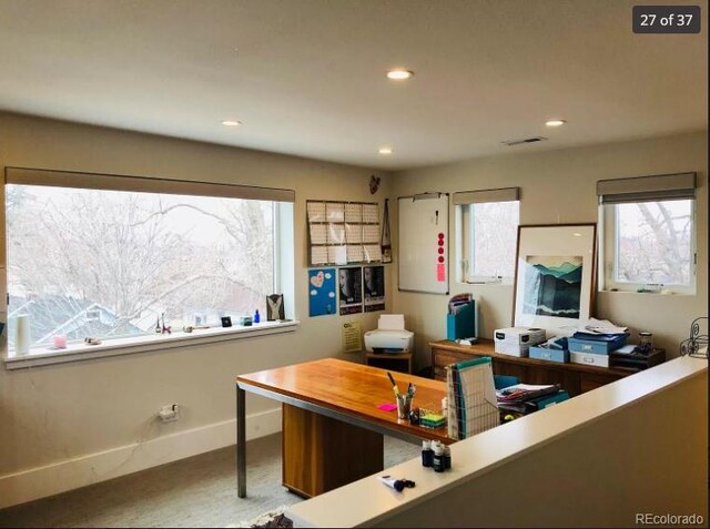 4428 Perry St, Denver, CO 80212 - office featuring plenty of natural light, recessed lighting, and carpet floors