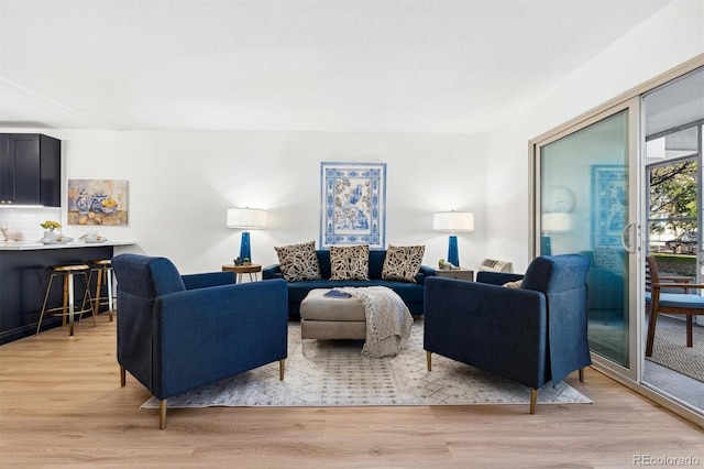 living room with light hardwood / wood-style floors