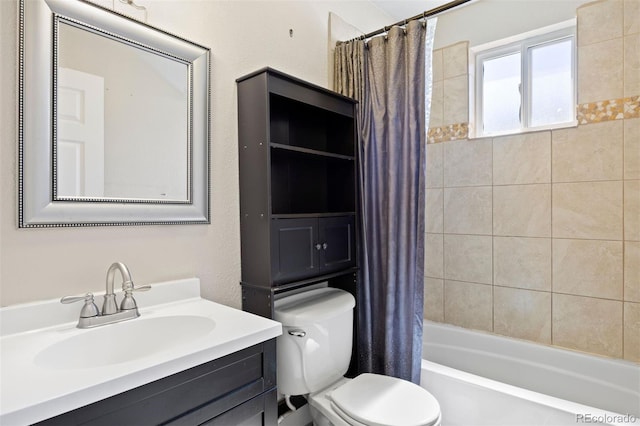 1343 Valentia St, Denver, CO 80220 - full bath featuring toilet, vanity, and shower / bath combination with curtain