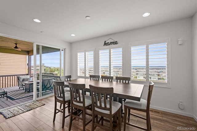 14102 Night Owl Ln, Parker, CO 80134 - dining space with plenty of natural light, wood finished floors, recessed lighting, and baseboards