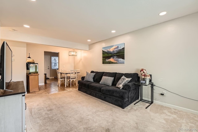 living room featuring carpet floors