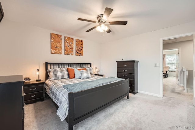 bedroom with carpet and ceiling fan