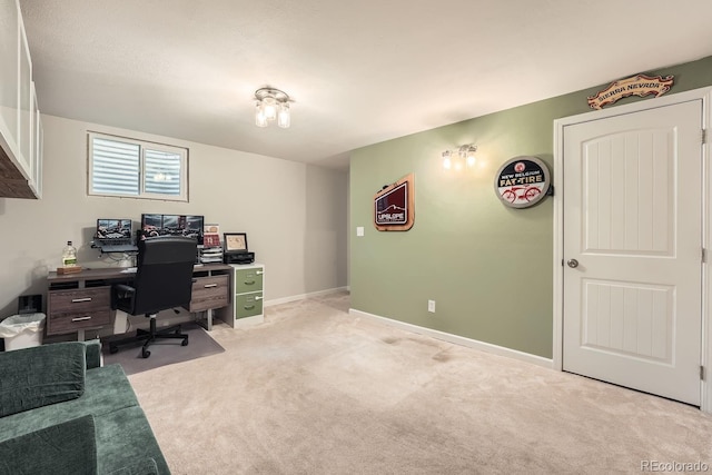 office space with light colored carpet