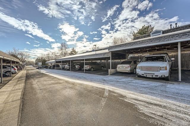 view of car parking featuring a carport