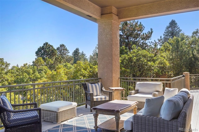 view of patio / terrace with an outdoor hangout area and a balcony