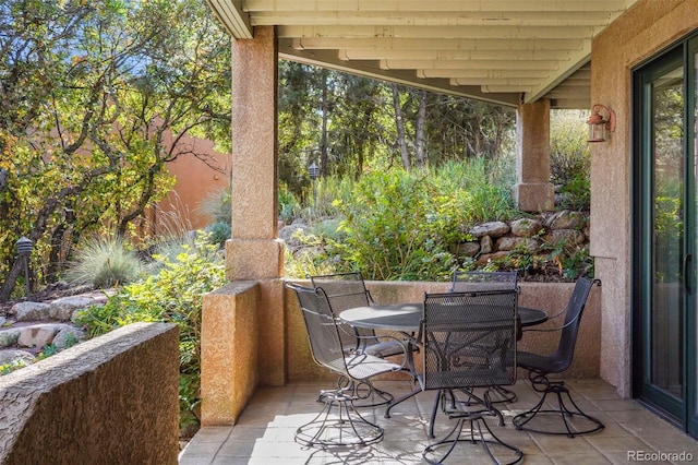 balcony with a patio area