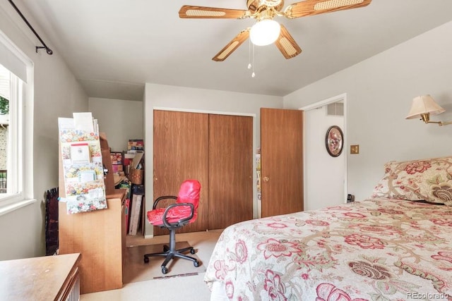 17634 E Eldorado Pl, Aurora, CO 80013 - bedroom with a closet, carpet flooring, and ceiling fan