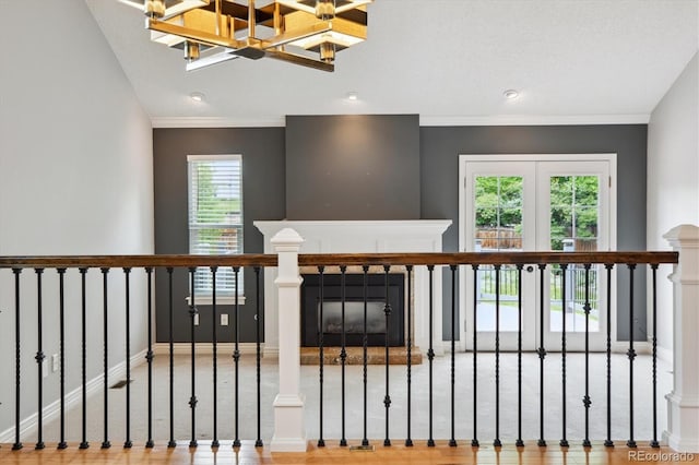 8174 Dudley Cir, Arvada, CO 80005 - unfurnished living room with baseboards, crown molding, and recessed lighting