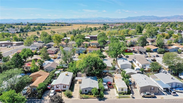 aerial view with a mountain view