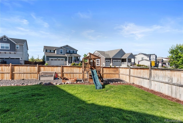 view of yard with a playground