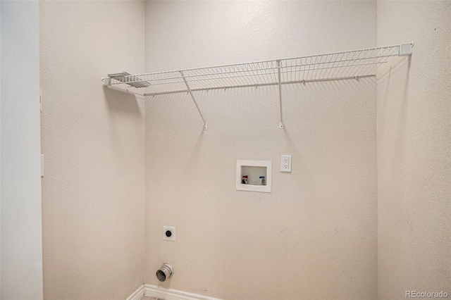 11862 W Stanford Pl, Morrison, CO 80465 - laundry room featuring electric dryer hookup, washer hookup, and baseboards