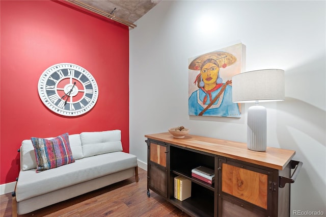 2100 16th St Unit 600, Denver, CO 80202 - living area featuring wood finished floors and baseboards