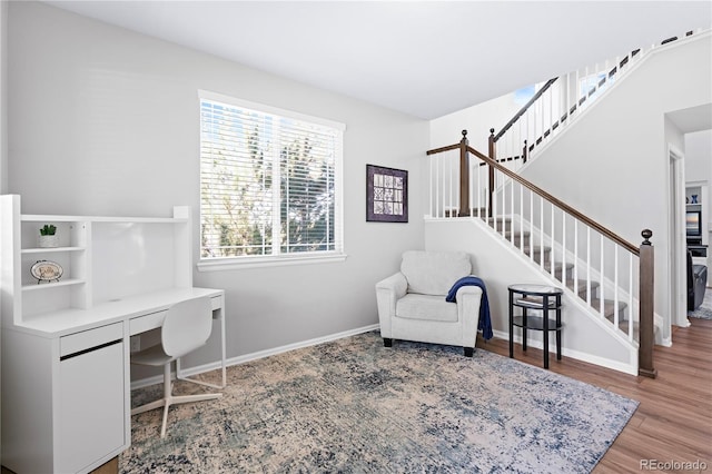 office area with hardwood / wood-style floors