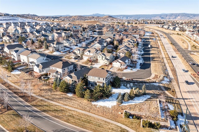 bird's eye view with a mountain view