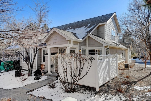 view of front of house with central AC unit