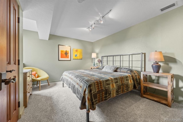12653 Rancho Ct, Conifer, CO 80433 - carpeted bedroom with rail lighting and baseboards