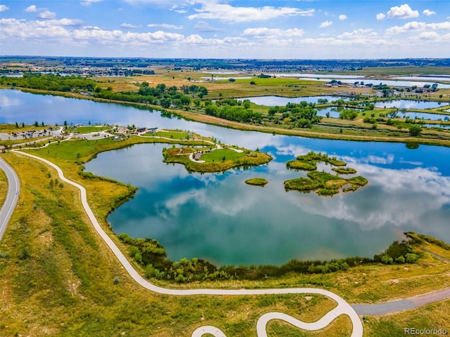 bird's eye view featuring a water view