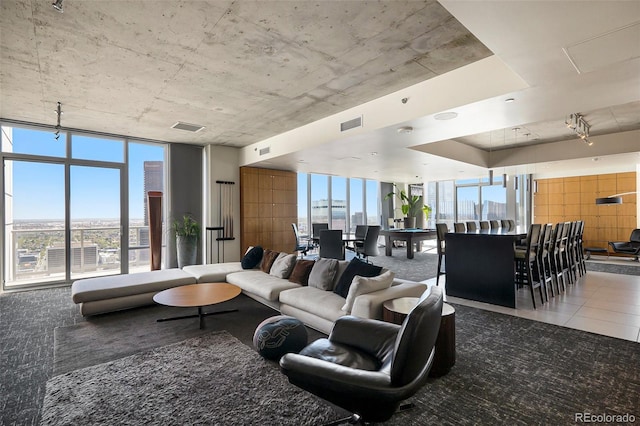 lobby with a wall of windows