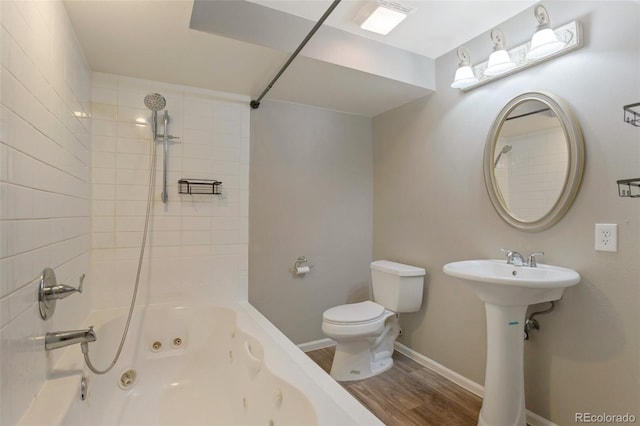 11894 Elk Head Range Rd, Littleton, CO 80127 - full bathroom featuring wood finished floors and a combined bath / shower with jetted tub