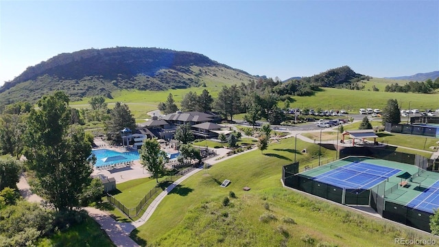 11894 Elk Head Range Rd, Littleton, CO 80127 - aerial view of mountains and a pool area