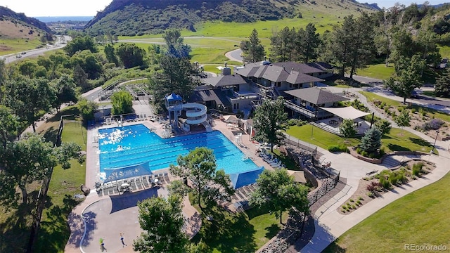 11894 Elk Head Range Rd, Littleton, CO 80127 - aerial view of property and surrounding area with a pool