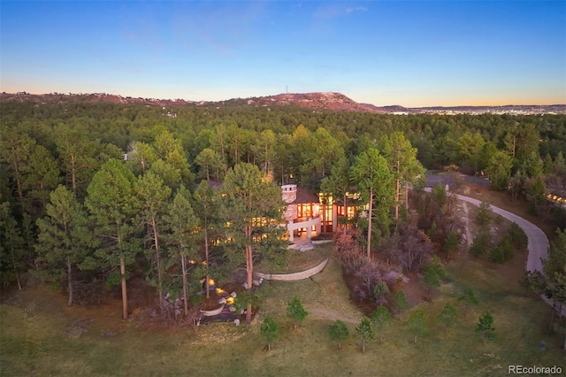 67 Indigo Way, Castle Rock, CO 80108 - aerial view at dusk of a view of trees