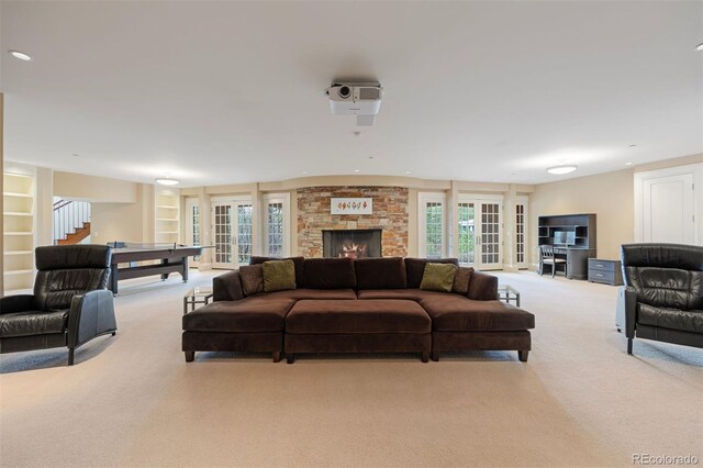 67 Indigo Way, Castle Rock, CO 80108 - carpeted living room with stairs and recessed lighting