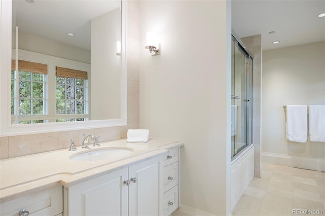 67 Indigo Way, Castle Rock, CO 80108 - full bathroom with vanity, baseboards, recessed lighting, and tile patterned floors